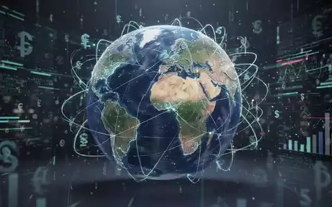Ein stilisierter Globus mit vernetzten Linien, die globale Reise- und Spesenabwicklung symbolisieren, umgeben von digitalen Datenströmen. - Foto: über boerse-global.de