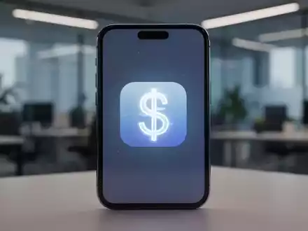 Ein Smartphone mit einer App, die wie ein Produktivitätstool aussieht, aber ein verstecktes Finanzsymbol aufweist, vor einem unscharfen Bürohintergrund. - Foto: über boerse-global.de