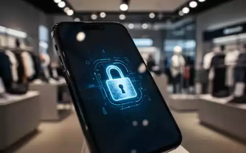 A close-up of an iPhone screen showing a lock icon, symbolizing security and theft protection, with a retail store in the blurred background. - Foto: über boerse-global.de