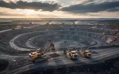Luftaufnahme eines Wolfram-Tagebaus mit Maschinen und einer weiten Landschaft unter einem dramatischen Himmel. - Foto: über boerse-global.de