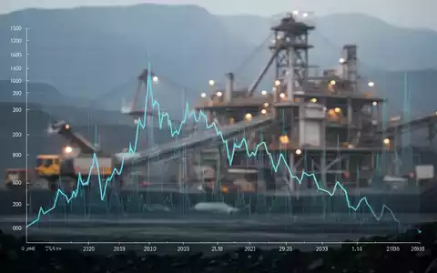 Ein stilisierter Finanz-Chart mit einem Abwärtstrend vor einer Lithium-Produktionsanlage, der einen Kursrückgang symbolisiert. - Foto: über boerse-global.de