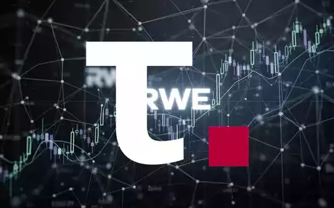 Abstrakte Darstellung einer Finanztransaktion mit Energieinfrastruktur-Elementen und angedeutetem RWE-Logo. - Foto: über boerse-global.de