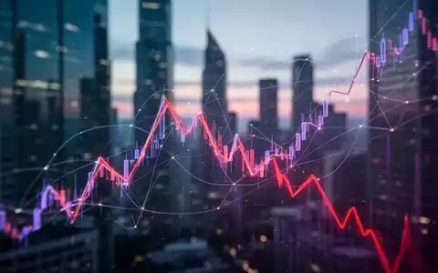 Abstrakte Darstellung eines starken Kurssturzes in einem Aktiendiagramm, überlagert mit leuchtenden Kommunikationsnetzwerken. - Foto: über boerse-global.de