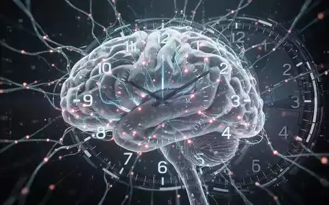 A stylized digital brain with glowing connections and a transparent clock face, symbolizing AI development and delays. - Foto: über boerse-global.de
