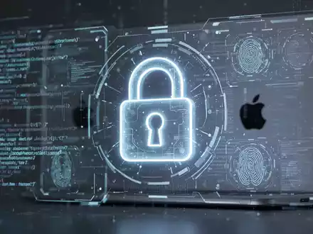 A glowing padlock icon over a futuristic digital interface with code, symbolizing automated password security and AI-driven features. - Foto: über boerse-global.de