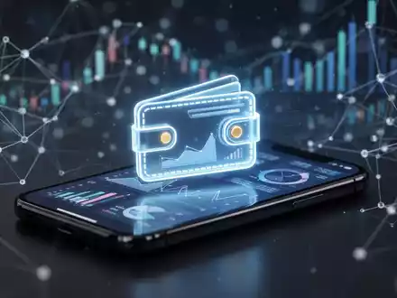 A smartphone screen displaying a glowing digital wallet icon with financial charts and graphs, representing financial management and data insights. - Foto: über boerse-global.de