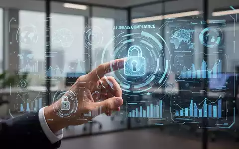 Eine menschliche Hand interagiert mit einer holografischen Oberfläche, die KI-Daten und rechtliche Informationen anzeigt. - Foto: über boerse-global.de