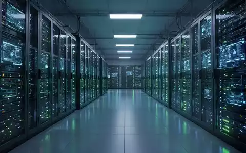 Interior of a large, modern data center with glowing server racks, symbolizing digital infrastructure and energy efficiency. - Foto: über boerse-global.de