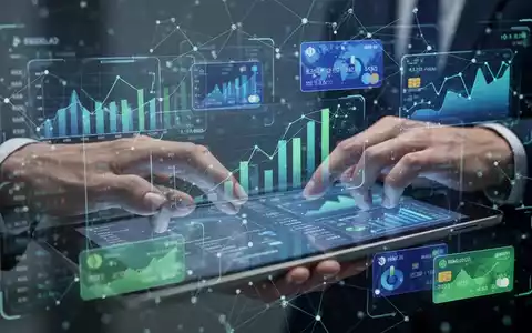 A stylized digital interface showing financial data, charts, and virtual cards, representing digital banking services for businesses. - Foto: über boerse-global.de