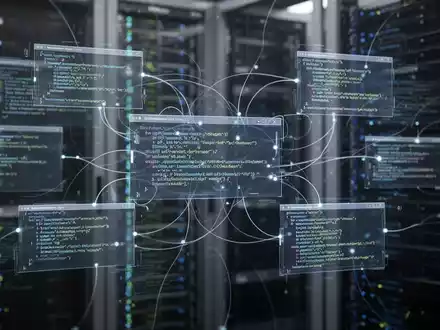 Stylized image of digital documents, code, and network connections, representing open-source LaTeX collaboration and technical deployment. - Foto: über boerse-global.de