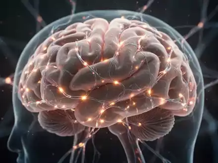 Nahaufnahme eines Gehirns mit leuchtenden neuronalen Pfaden, die Heilung und Regeneration symbolisieren. - Foto: über boerse-global.de
