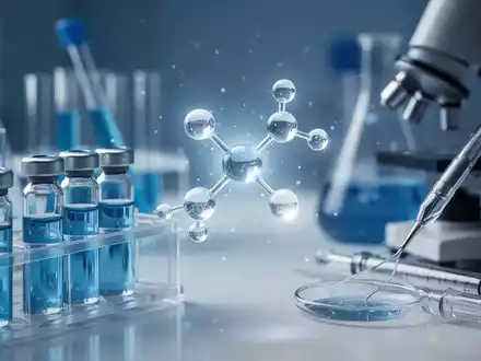Nahaufnahme eines Labors mit Reagenzgläsern und wissenschaftlichen Geräten, die medizinische Forschung und Entwicklung symbolisieren. - Foto: über boerse-global.de