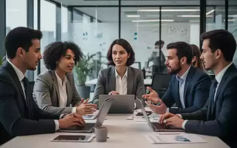 Eine Gruppe von Personalmanagern arbeitet in einem modernen Büro zusammen, symbolisiert durch Notizbücher, Laptops und konzentrierte Gesichter. - Foto: über boerse-global.de