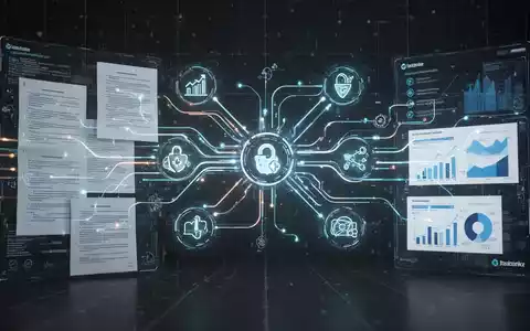 Digital interface showing data flow, connecting finance and healthcare icons, symbolizing AI-driven automation and efficiency gains. - Foto: über boerse-global.de