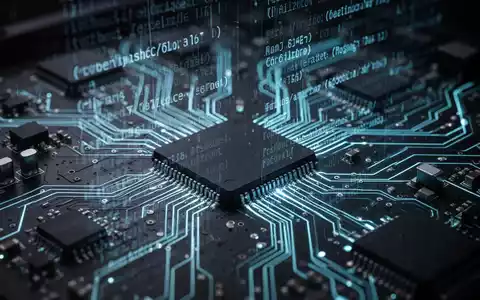 Close-up of a glowing circuit board with lines of code reflected on its surface, symbolizing digital security and vulnerabilities. - Foto: über boerse-global.de