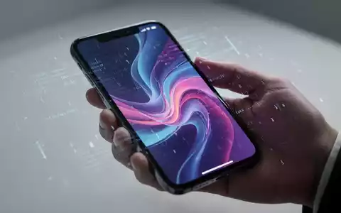 A close-up of a modern smartphone screen displaying a vibrant, abstract user interface, held in a hand. - Foto: über boerse-global.de