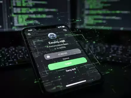 Nahaufnahme eines Smartphones, das eine manipulierte Finanz-App-Anmeldeseite mit einem bösartigen Overlay anzeigt. - Foto: über boerse-global.de