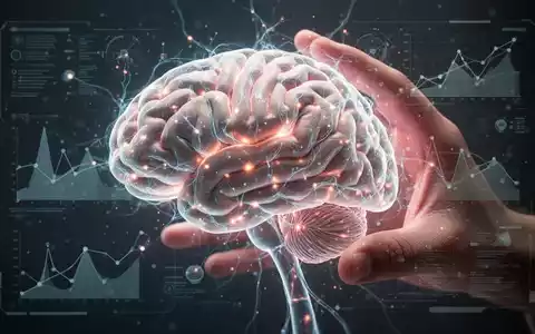 Nahaufnahme eines menschlichen Gehirns mit leuchtenden neuronalen Pfaden und digitalen Schnittstellenelementen, die Fortschritte in der Schmerztherapie symbolisieren. - Foto: über boerse-global.de