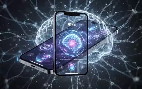 Close-up of an iPhone screen showing a sophisticated AI interface with a glowing neural network background. - Foto: über boerse-global.de