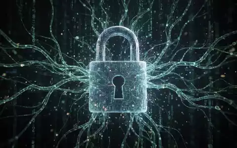 Abstract digital padlock dissolving into a network of glowing data streams and AI neural pathways, symbolizing evolving cyber threats. - Foto: über boerse-global.de