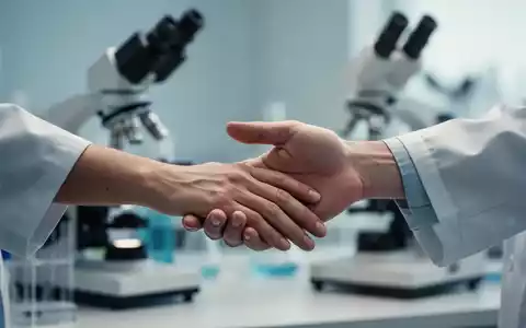 Eine Hand, die eine andere tröstend hält, mit verschwommenem medizinischem Hintergrund, der Forschung und Unterstützung symbolisiert. - Foto: über boerse-global.de