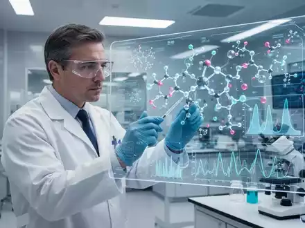 Wissenschaftler analysiert molekulare Daten auf einem Bildschirm in einem hochmodernen Labor. - Foto: über boerse-global.de