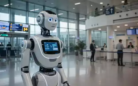 A sophisticated humanoid robot stands in a bright, modern public space, symbolizing advanced robotics in service industries. - Foto: über boerse-global.de