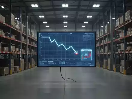 Innenansicht eines großen, modernen Logistikzentrums mit leeren Gängen, das die bevorstehende Schließung und Arbeitsplatzunsicherheit andeutet. - Foto: über boerse-global.de