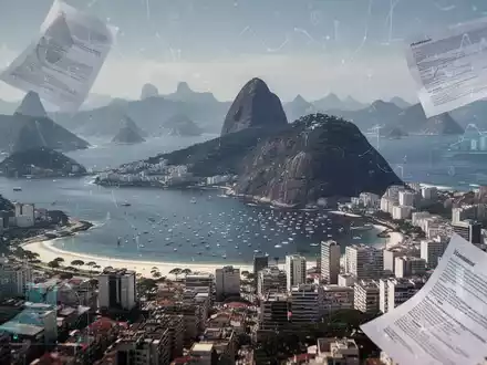 Eine stilisierte, leicht unscharfe Darstellung der Stadtlandschaft von Rio de Janeiro mit abstrakten Elementen, die Stress und Daten symbolisieren. - Foto: über boerse-global.de
