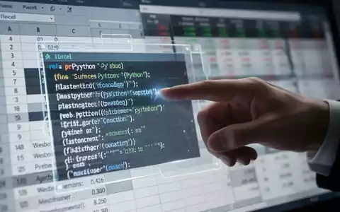 A hand points to an Excel spreadsheet showing an overlay with Python code and web sources, illustrating AI transparency. - Foto: über boerse-global.de
