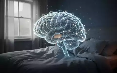 Ein stilisiertes Gehirn aus leuchtenden Linien und Knoten in einem dunklen, beruhigenden Schlafzimmer, das Ruhe und Gedankenfluss symbolisiert. - Foto: über boerse-global.de
