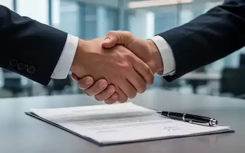 Zwei Hände im Geschäftskontext schütteln sich über einem juristischen Dokument mit einem Stift, symbolisch für eine rechtliche Einigung. - Foto: über boerse-global.de