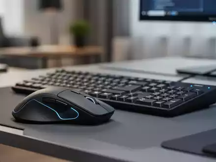 Ergonomische Computermaus und Tastatur auf einem modernen Schreibtisch in einem Homeoffice, Fokus auf Komfort und Design. - Foto: über boerse-global.de