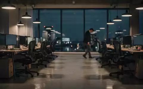 Ein leeres, modern eingerichtetes Büro mit Schreibtischen und Stühlen. Eine verschwommene Person geht im Hintergrund weg. - Foto: über boerse-global.de