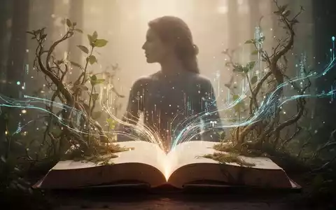 Ein offenes Buch, aus dem leuchtende Datenströme und Pflanzen wachsen, mit einer nachdenklichen Silhouette im Hintergrund. - Foto: über boerse-global.de