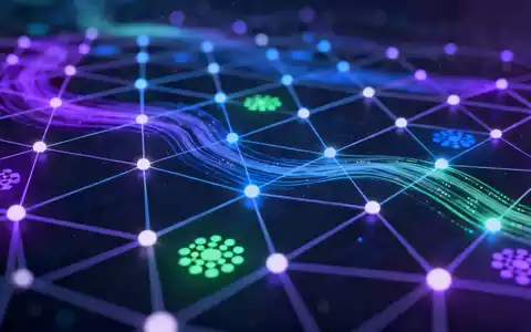 Abstrakte Darstellung eines digitalen Netzwerks mit leuchtenden Knoten und Datenströmen, symbolisch für ein Blockchain-Testnet. - Foto: über boerse-global.de