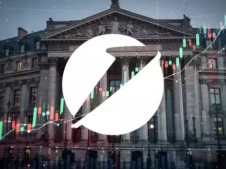Abstrakte Darstellung von Börsendaten und Finanzcharts mit einem angedeuteten europäischen Bankgebäude im Hintergrund. - Foto: über boerse-global.de