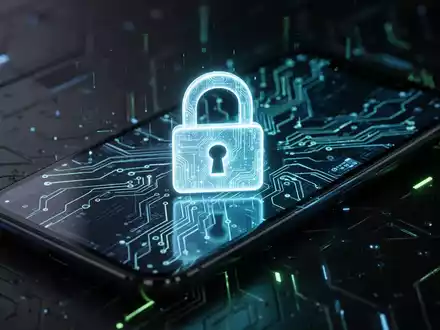 A glowing padlock icon on a stylized Android smartphone screen with circuit board elements, symbolizing enhanced digital security. - Foto: über boerse-global.de