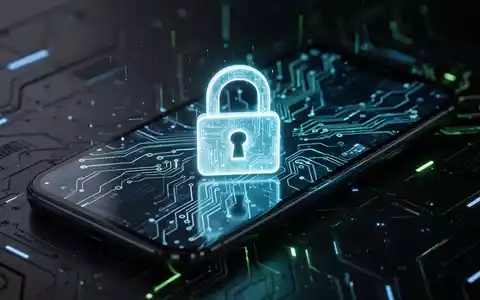 A glowing padlock icon on a stylized Android smartphone screen with circuit board elements, symbolizing enhanced digital security. - Foto: über boerse-global.de