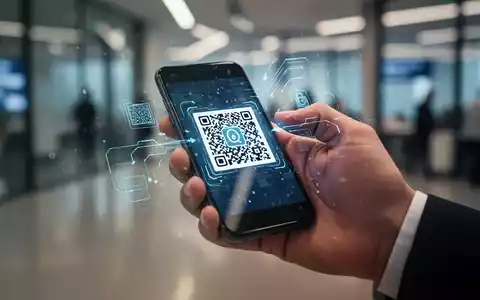 Eine Hand hält ein Smartphone, das einen QR-Code scannt, mit digitalen Überlagerungen, die auf Datentransfer oder eine betrügerische Verbindung hinweisen. - Foto: über boerse-global.de
