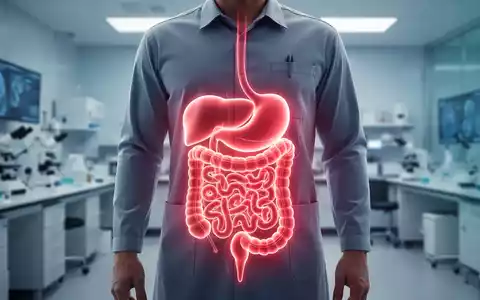 Nahaufnahme des Bauches einer Person mit einer subtilen Leuchtkontur von Organen und Bauchfett, die Stoffwechselgesundheit symbolisiert. - Foto: über boerse-global.de