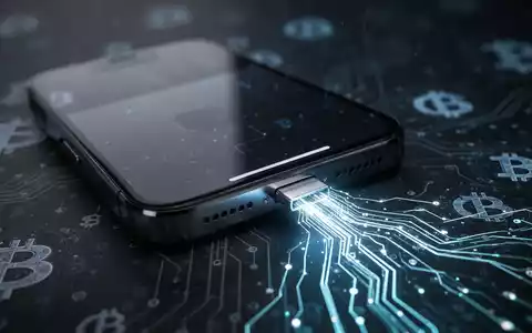 Ein Smartphone, aus dessen USB-Anschluss leuchtende digitale Linien austreten, die eine Datenpanne oder einen Exploit symbolisieren. - Foto: über boerse-global.de