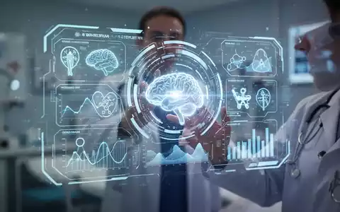 Eine Person interagiert mit einer holografischen Benutzeroberfläche, die Daten und KI-Symbole für mentale Gesundheit anzeigt. - Foto: über boerse-global.de