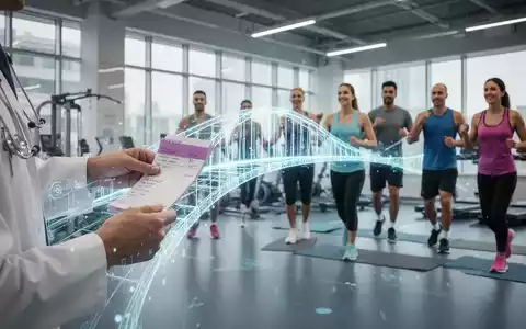Eine stilisierte digitale Brücke verbindet die Hand eines Arztes mit einer Gruppe von Menschen, die Sport treiben, und symbolisiert Gesundheit und Technologie. - Foto: über boerse-global.de