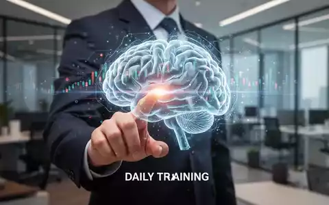 Eine Hand interagiert mit einer leuchtenden, abstrakten digitalen Gehirnoberfläche in einem modernen Büro. Symbolisiert kognitives Training. - Foto: über boerse-global.de