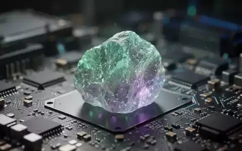 Nahaufnahme eines leuchtenden Seltenerdminerals, umgeben von verschwommenen elektronischen Komponenten, das Technologie und geopolitische Spannungen symbolisiert. - Foto: über boerse-global.de