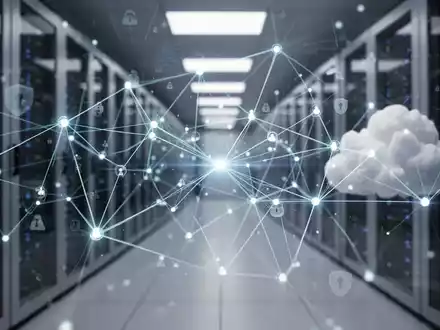 Abstraktes Netzwerk aus leuchtenden Linien und Knoten, das Datenfluss und Identitätsmanagement in einer Cloud-Umgebung darstellt. - Foto: über boerse-global.de