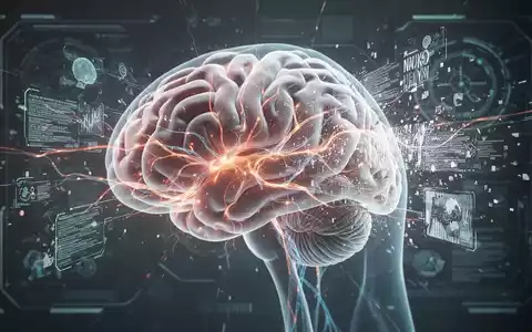 A stylized human brain with glowing neural pathways, emitting digital information streams that are both clear and distorted, symbolizing AI's impact on fake news detection and critical thinking. - Foto: über boerse-global.de
