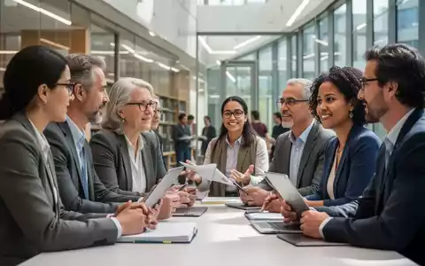 Eine vielfältige Gruppe von Akademikern, die in einem modernen Universitätsgebäude in lebhafter Diskussion vertieft sind, symbolisiert Gleichstellung und Diversität. - Foto: über boerse-global.de