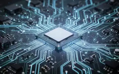 A glowing, futuristic circuit board with a prominent GPU-like chip at its center, symbolizing hardware and software integration. - Foto: über boerse-global.de